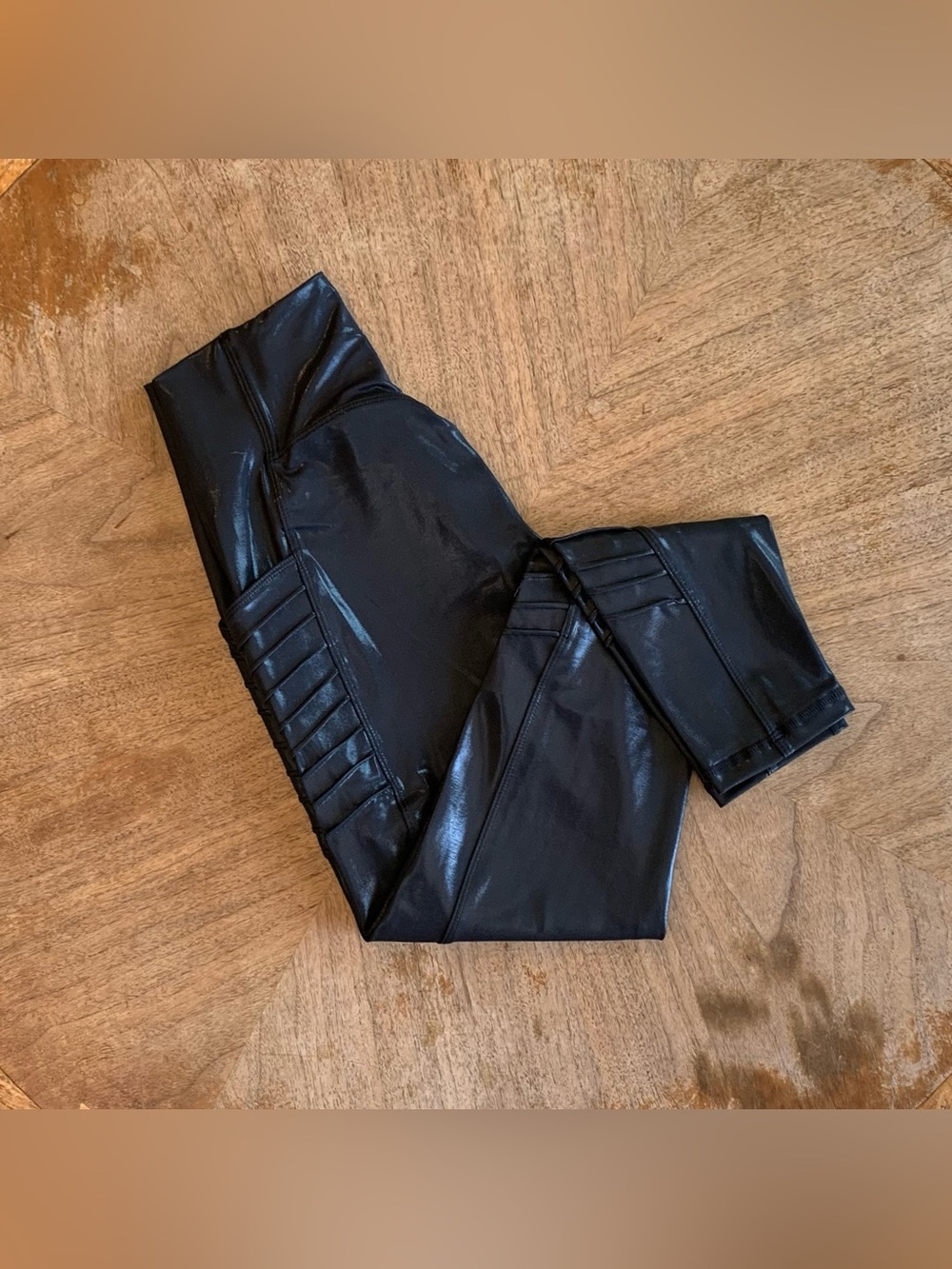 BuffBunny Black Patent Moto Pocket Leggings